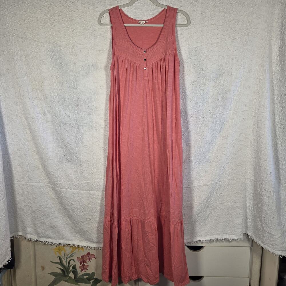 Caslon Women’s Pink Sleeveless Maxi Dress Medium Boho Tiered Casual Summer Knit